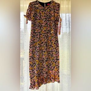 Betsey Johnson Floral Asymmetric Ruffle Hem Dress